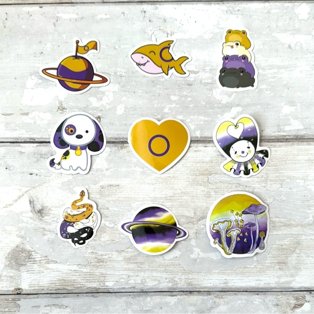 Intersex Pride Stickers LGBTQ Waterproof Bundle Lot Flags 9pc Set NEW